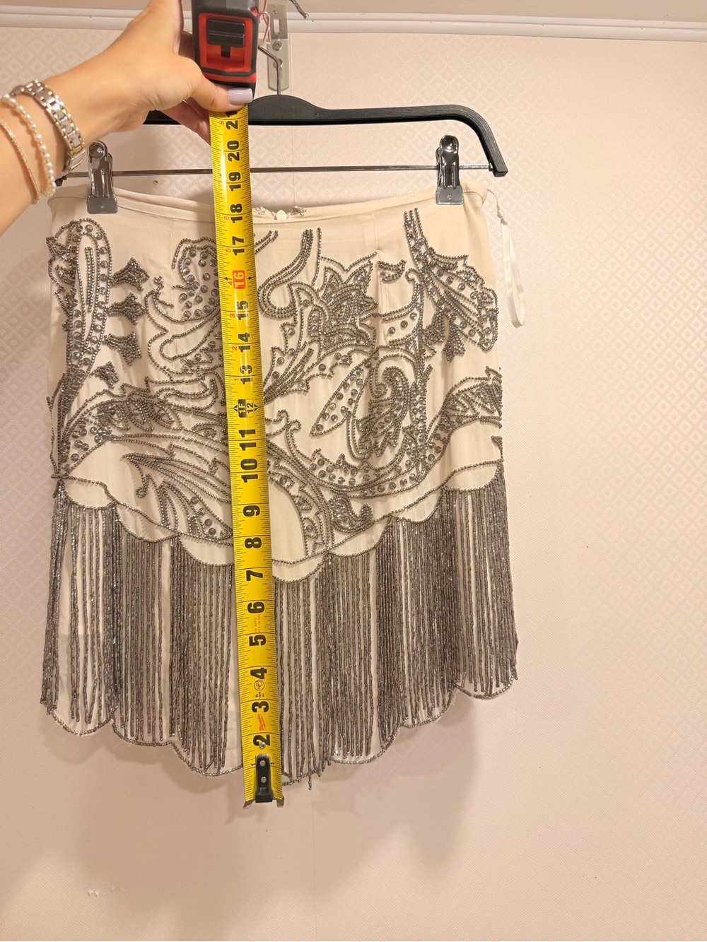 Free People Embellished Fringe Mini Skirt Sample Approx. Size S - Picture 6 of 8